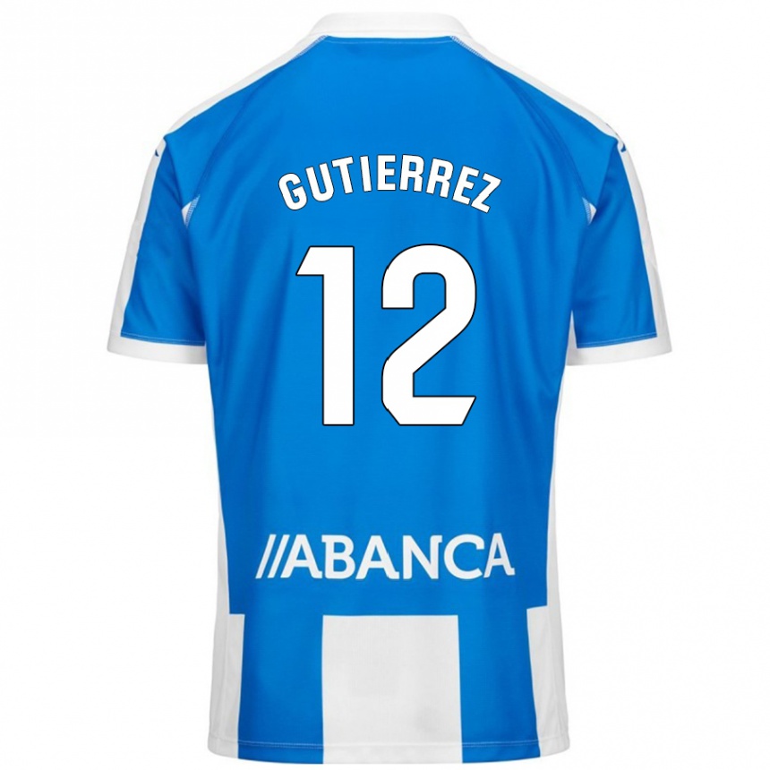 Enfant Football Maillot Laura Gutiérrez #12 Bleu Blanc Tenues Domicile 2024/25