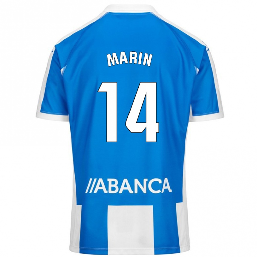 Enfant Football Maillot Ainhoa Marín #14 Bleu Blanc Tenues Domicile 2024/25