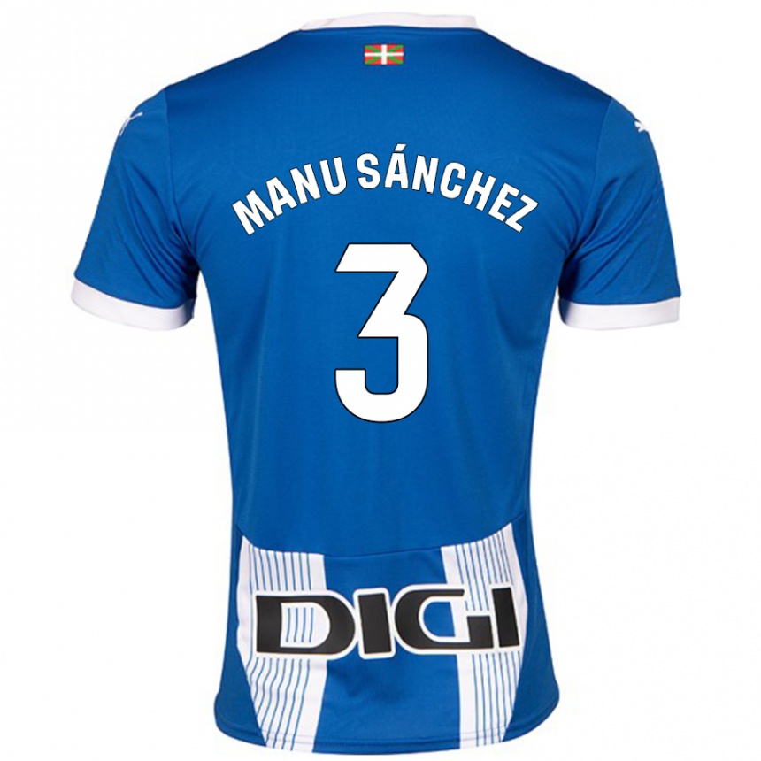 Enfant Football Maillot Manu Sanchez #3 Bleu Tenues Domicile 2024/25