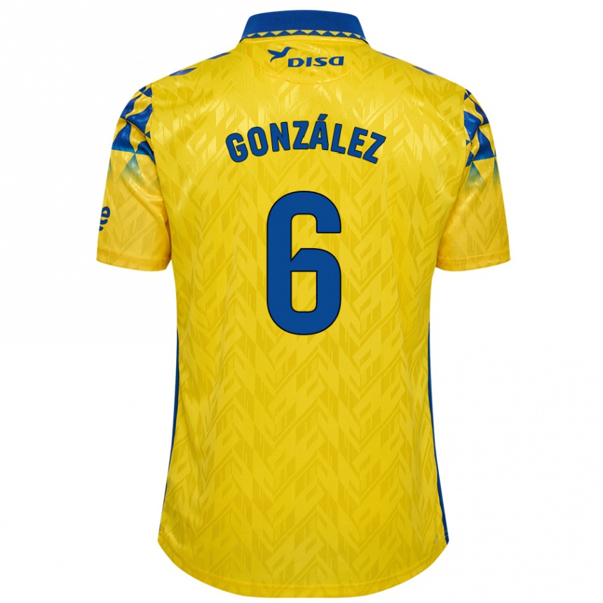 Enfant Football Maillot Fabio González #6 Jaune Bleu Tenues Domicile 2024/25