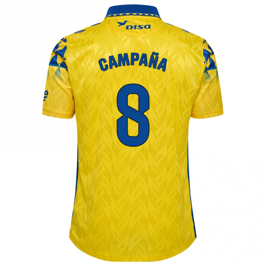 Enfant Football Maillot José Campaña #8 Jaune Bleu Tenues Domicile 2024/25