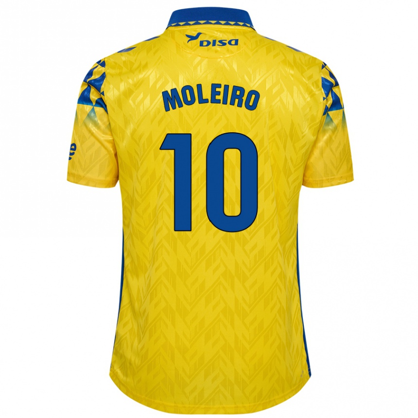 Enfant Football Maillot Alberto Moleiro #10 Jaune Bleu Tenues Domicile 2024/25