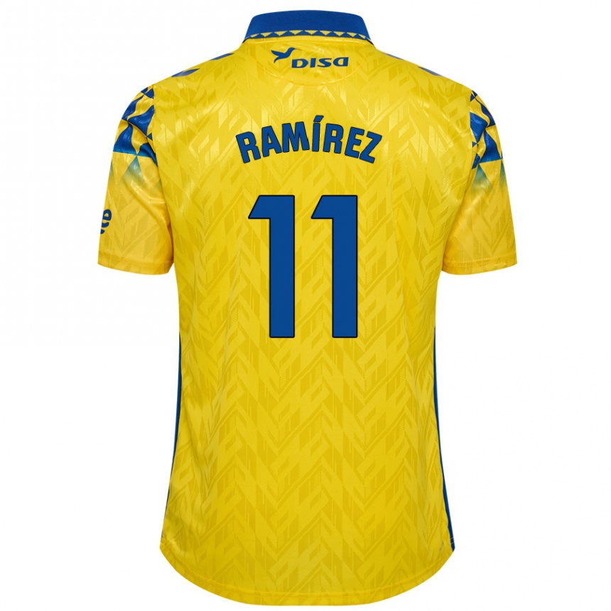 Enfant Football Maillot Benito Ramírez #11 Jaune Bleu Tenues Domicile 2024/25