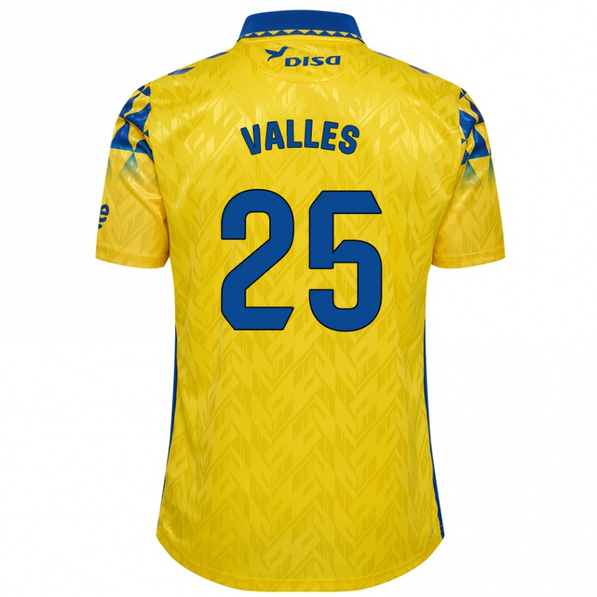 Enfant Football Maillot Álvaro Valles #25 Jaune Bleu Tenues Domicile 2024/25