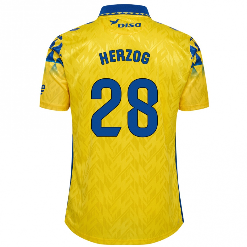 Enfant Football Maillot Juanma Herzog #28 Jaune Bleu Tenues Domicile 2024/25