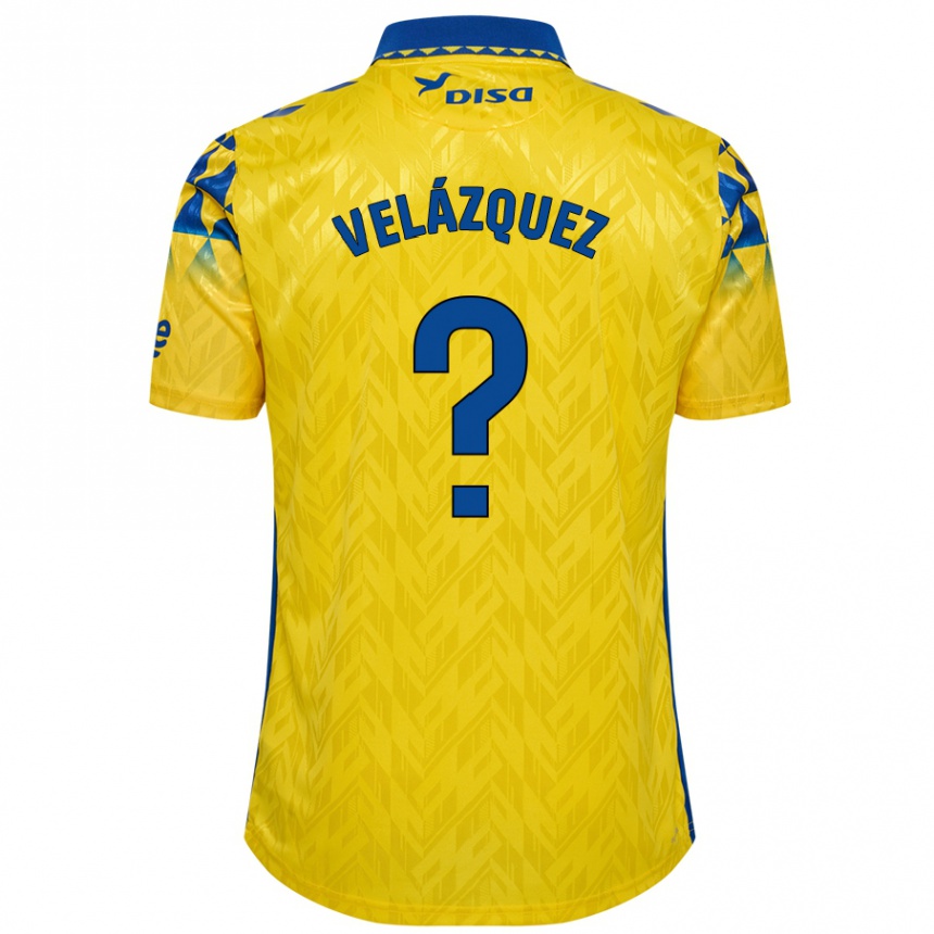 Enfant Football Maillot Brian Velázquez #0 Jaune Bleu Tenues Domicile 2024/25