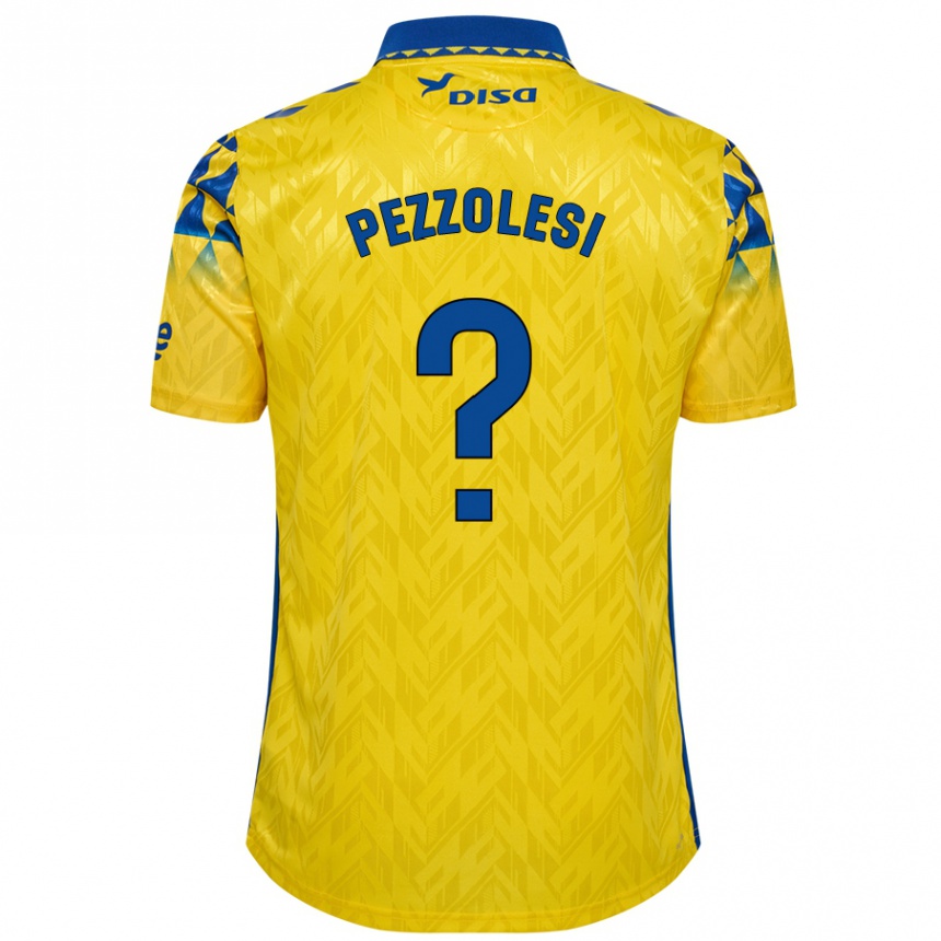 Enfant Football Maillot Valentín Pezzolesi #0 Jaune Bleu Tenues Domicile 2024/25