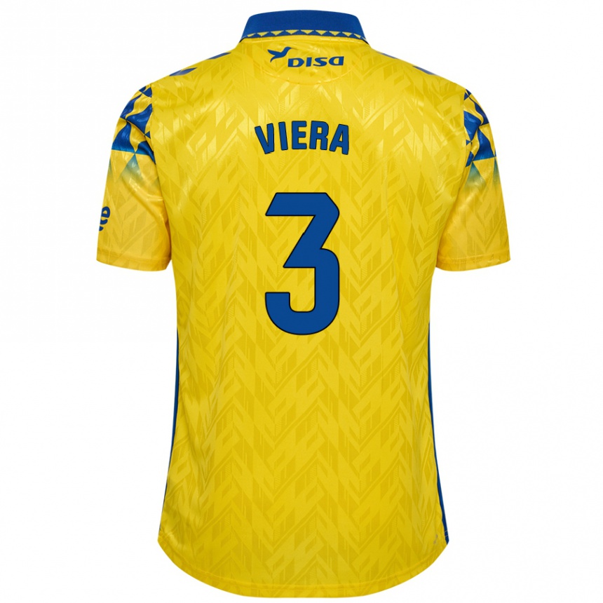 Enfant Football Maillot Óliver Viera #3 Jaune Bleu Tenues Domicile 2024/25