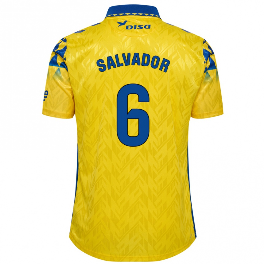 Enfant Football Maillot Pol Salvador #6 Jaune Bleu Tenues Domicile 2024/25