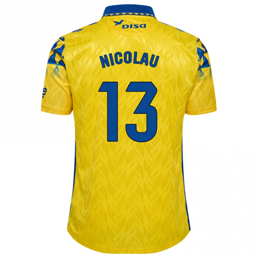 Enfant Football Maillot Nacho Nicolau #13 Jaune Bleu Tenues Domicile 2024/25