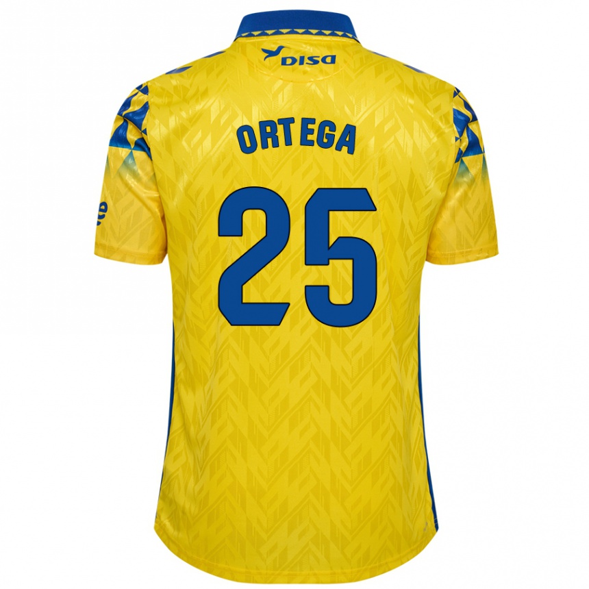 Enfant Football Maillot Edián Ortega #25 Jaune Bleu Tenues Domicile 2024/25