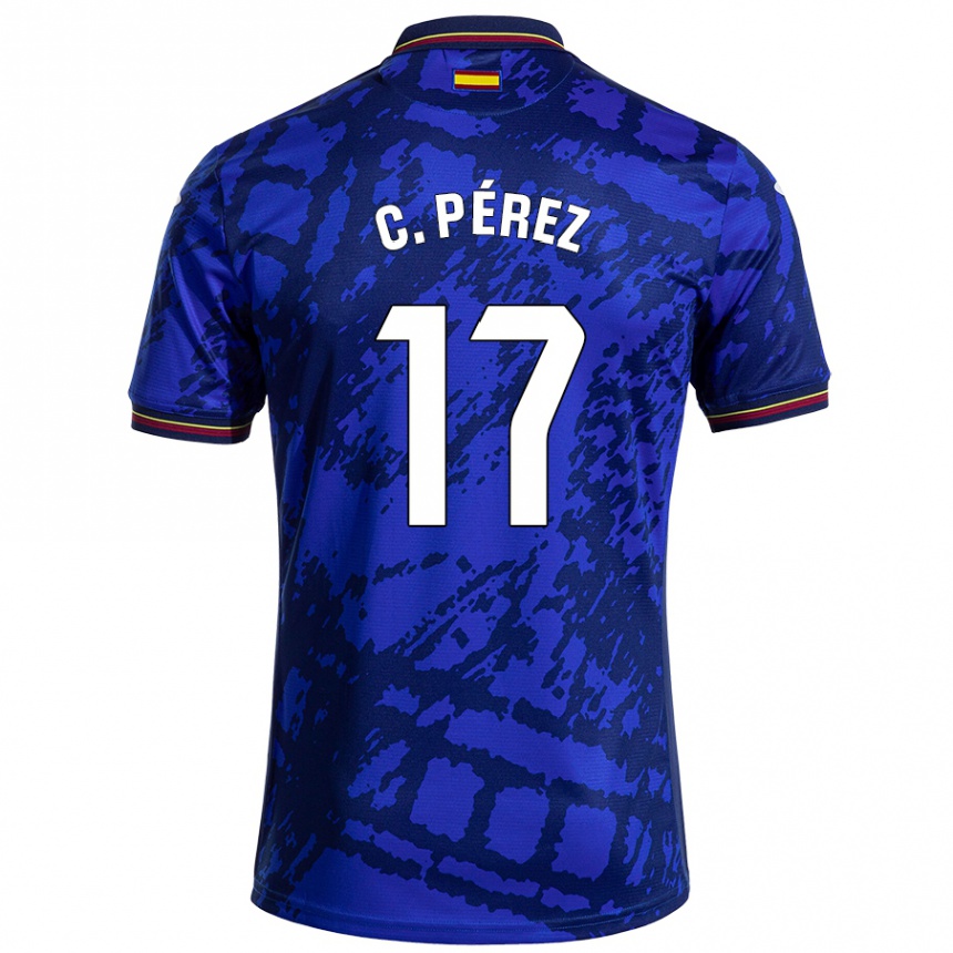 Enfant Football Maillot Carles Perez #17 Bleu Foncé Tenues Domicile 2024/25