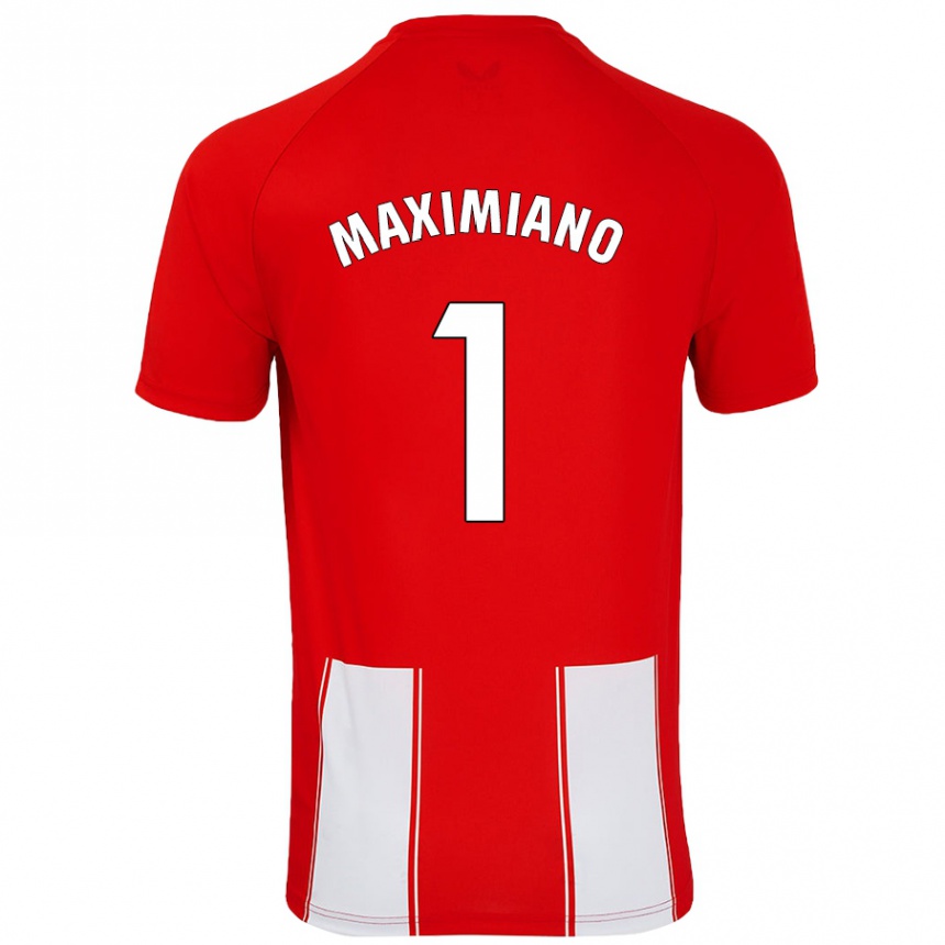 Enfant Football Maillot Luís Maximiano #1 Rouge Blanc Tenues Domicile 2024/25