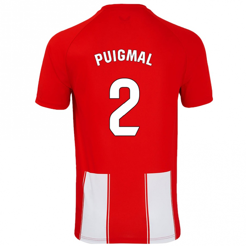 Enfant Football Maillot Arnau Puigmal #2 Rouge Blanc Tenues Domicile 2024/25