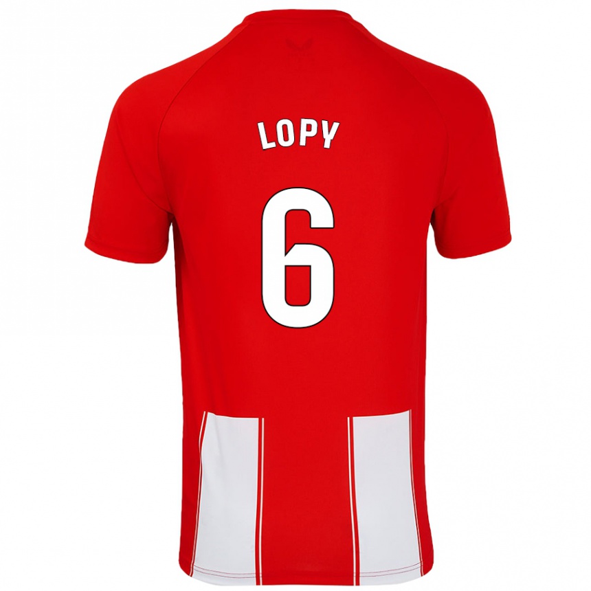 Enfant Football Maillot Dion Lopy #6 Rouge Blanc Tenues Domicile 2024/25