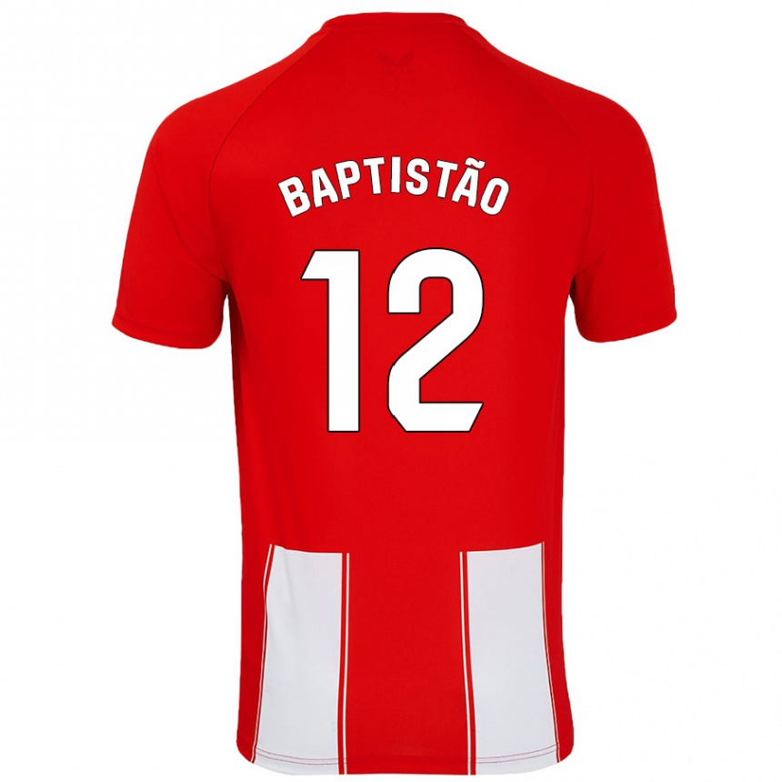 Enfant Football Maillot Léo Baptistão #12 Rouge Blanc Tenues Domicile 2024/25