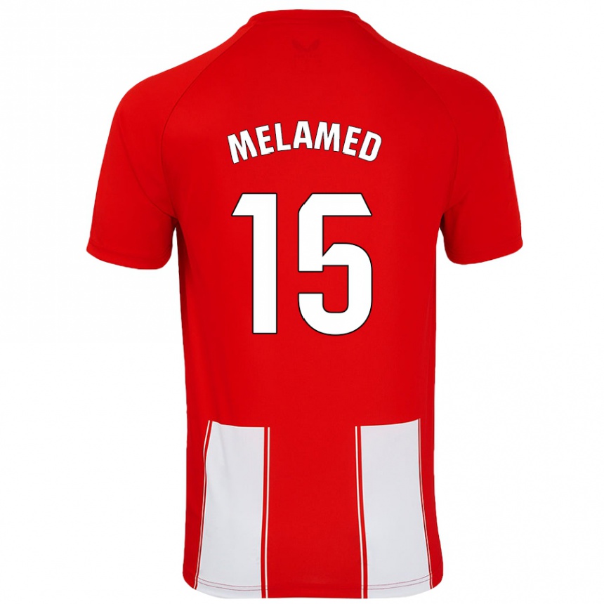 Enfant Football Maillot Nico Melamed #15 Rouge Blanc Tenues Domicile 2024/25