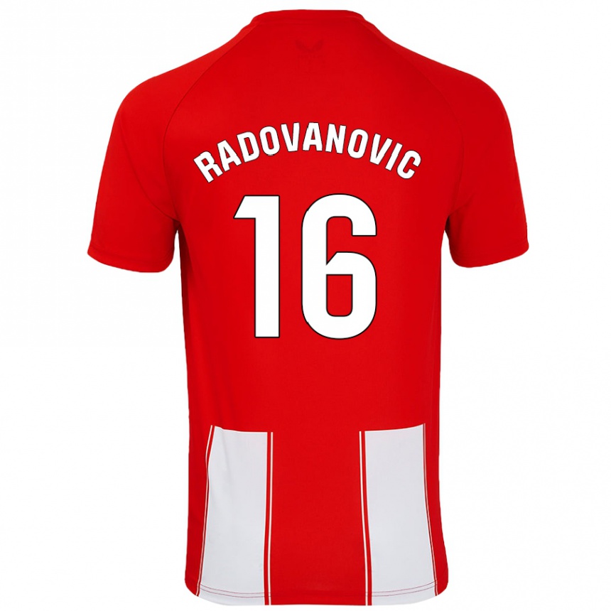 Enfant Football Maillot Aleksandar Radovanovic #16 Rouge Blanc Tenues Domicile 2024/25