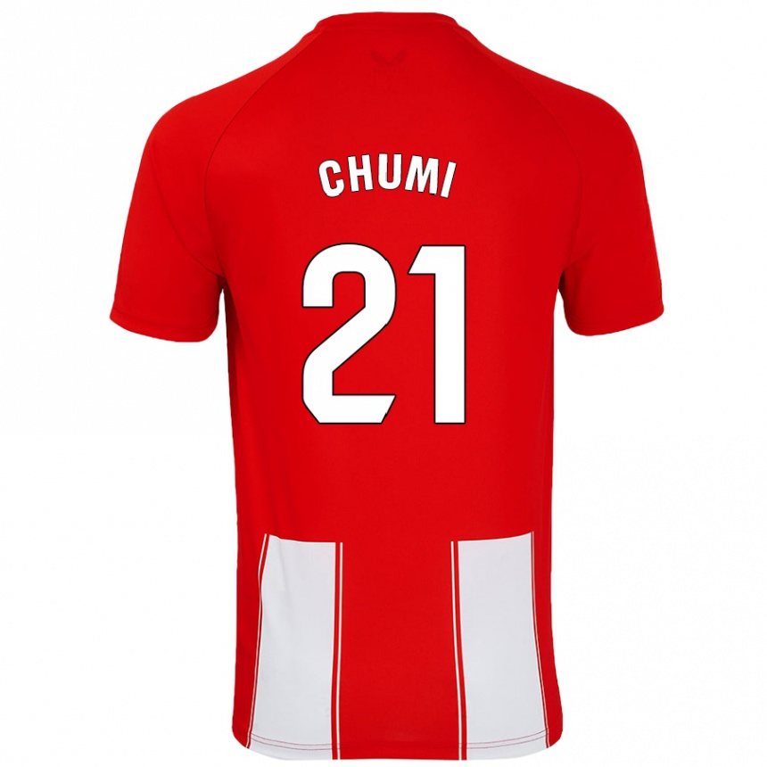 Enfant Football Maillot Chumi #21 Rouge Blanc Tenues Domicile 2024/25