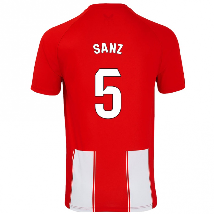 Enfant Football Maillot Paco Sanz #5 Rouge Blanc Tenues Domicile 2024/25