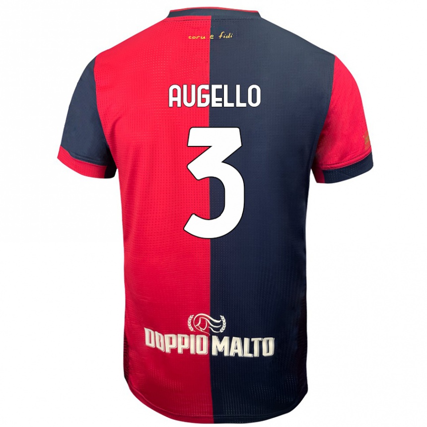 Enfant Football Maillot Tommaso Augello #3 Rouge Bleu Foncé Tenues Domicile 2024/25