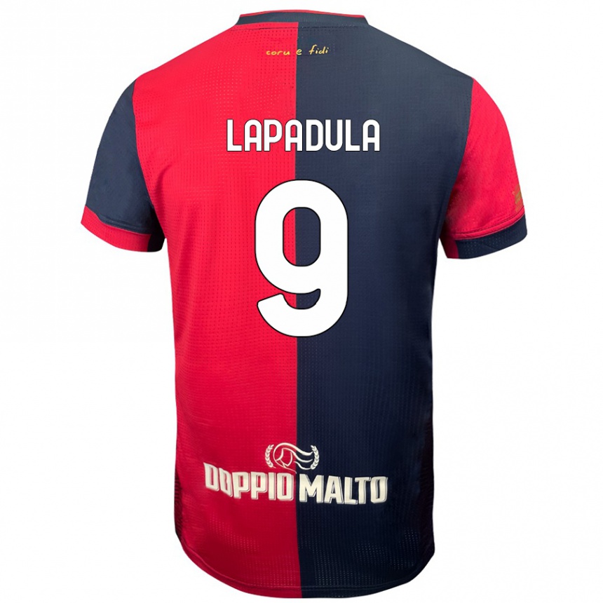 Enfant Football Maillot Gianluca Lapadula #9 Rouge Bleu Foncé Tenues Domicile 2024/25