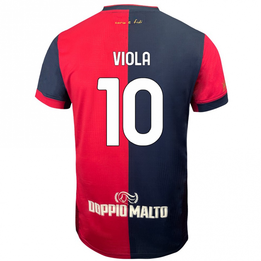 Enfant Football Maillot Nicolas Viola #10 Rouge Bleu Foncé Tenues Domicile 2024/25