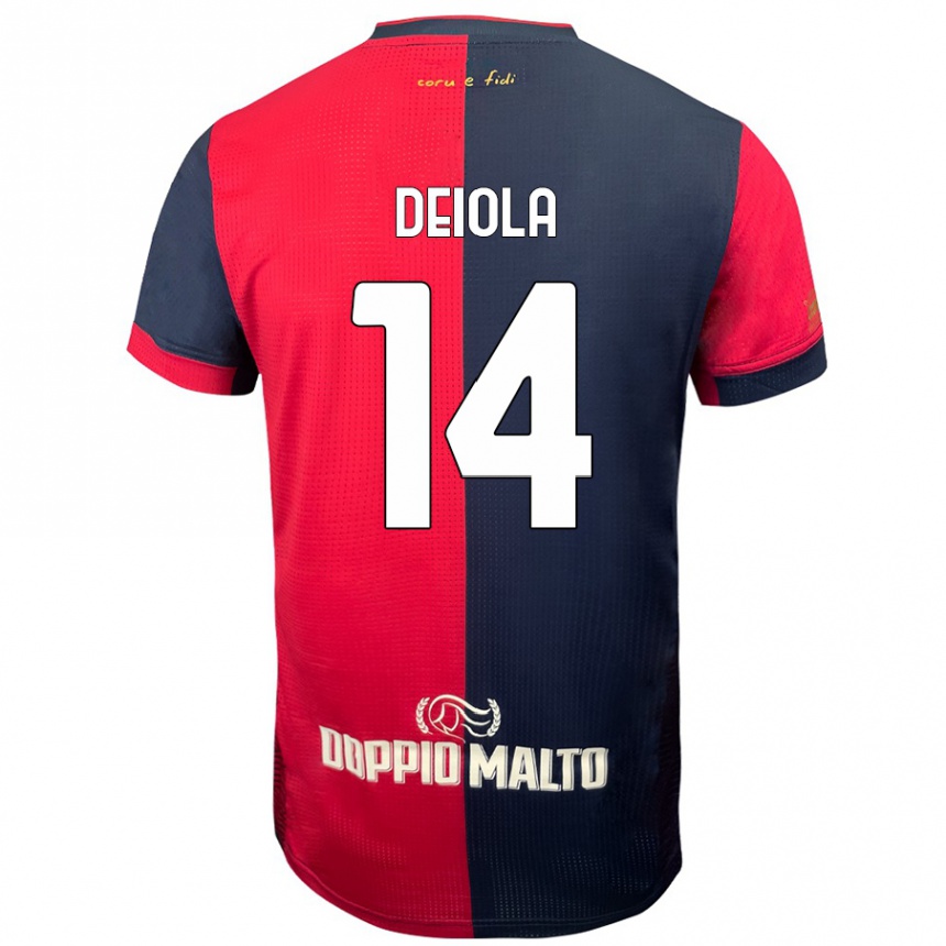 Enfant Football Maillot Alessandro Deiola #14 Rouge Bleu Foncé Tenues Domicile 2024/25