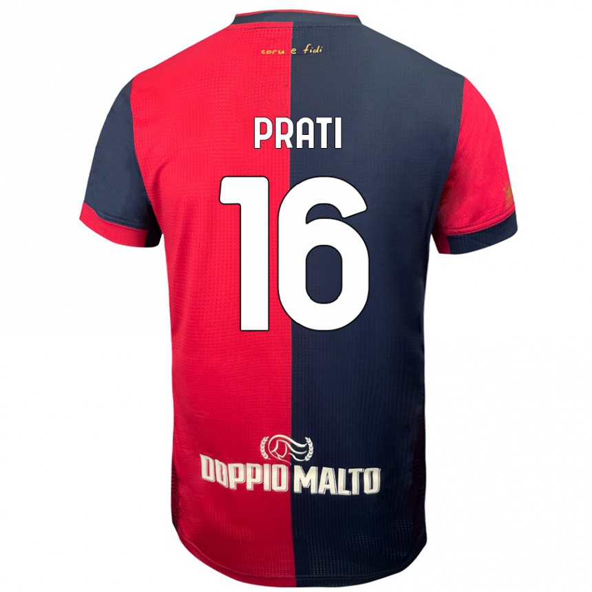 Enfant Football Maillot Matteo Prati #16 Rouge Bleu Foncé Tenues Domicile 2024/25