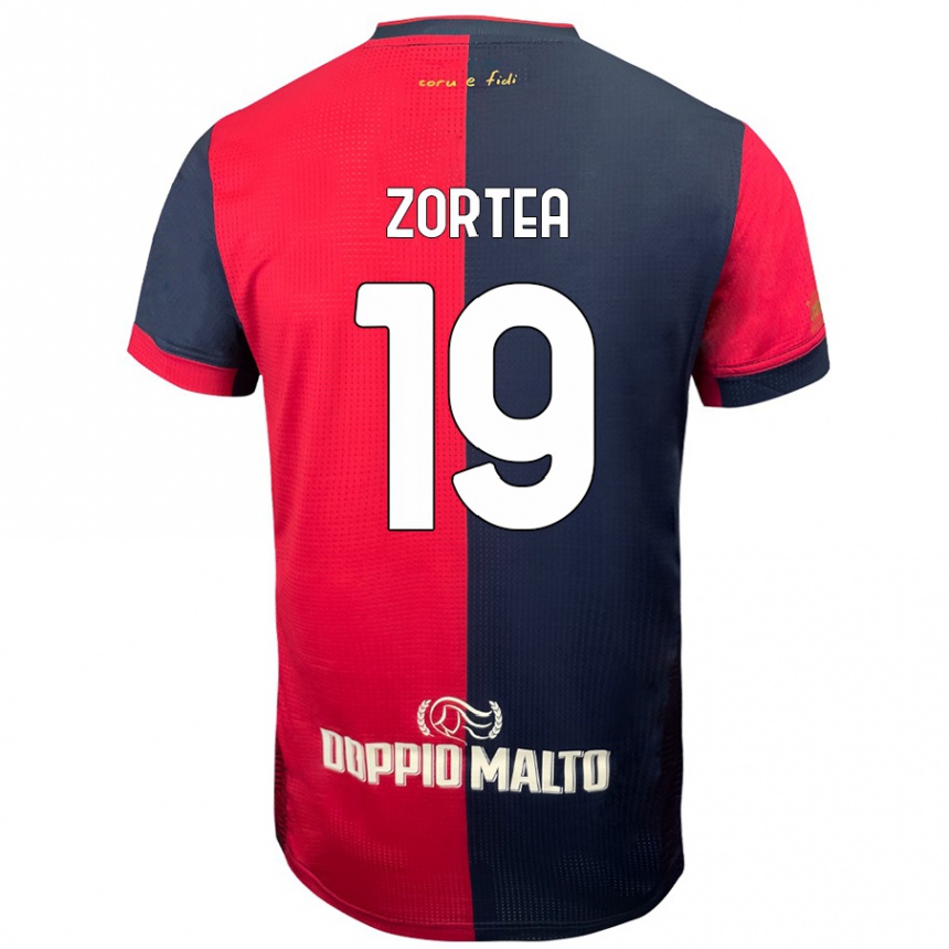 Enfant Football Maillot Nadir Zortea #19 Rouge Bleu Foncé Tenues Domicile 2024/25