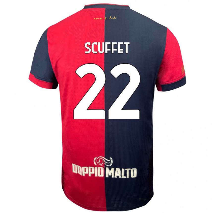 Enfant Football Maillot Simone Scuffet #22 Rouge Bleu Foncé Tenues Domicile 2024/25