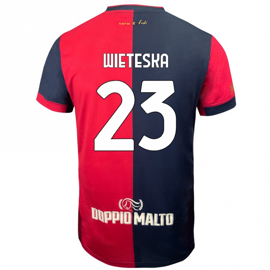 Enfant Football Maillot Mateusz Wieteska #23 Rouge Bleu Foncé Tenues Domicile 2024/25