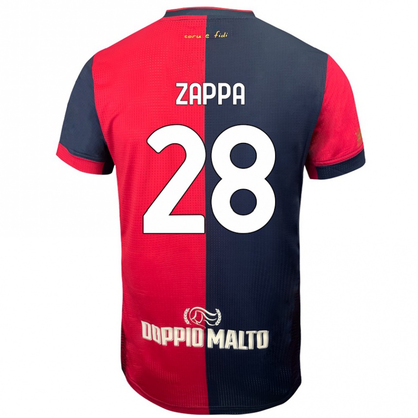 Enfant Football Maillot Gabriele Zappa #28 Rouge Bleu Foncé Tenues Domicile 2024/25