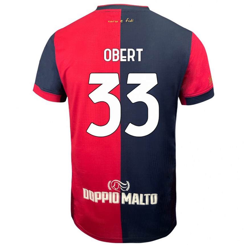 Enfant Football Maillot Adam Obert #33 Rouge Bleu Foncé Tenues Domicile 2024/25