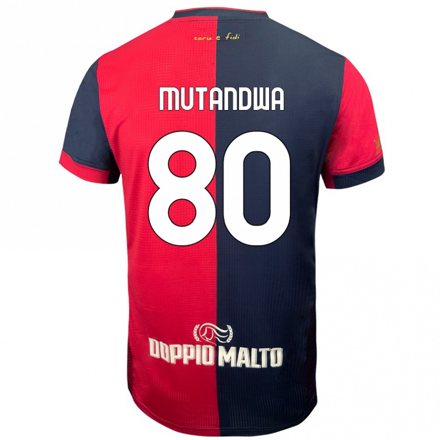 Enfant Football Maillot Kingstone Mutandwa #80 Rouge Bleu Foncé Tenues Domicile 2024/25