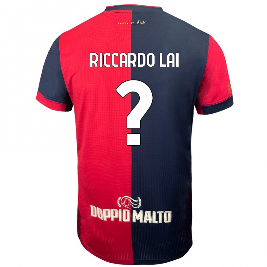 Enfant Football Maillot Riccardo Lai #0 Rouge Bleu Foncé Tenues Domicile 2024/25