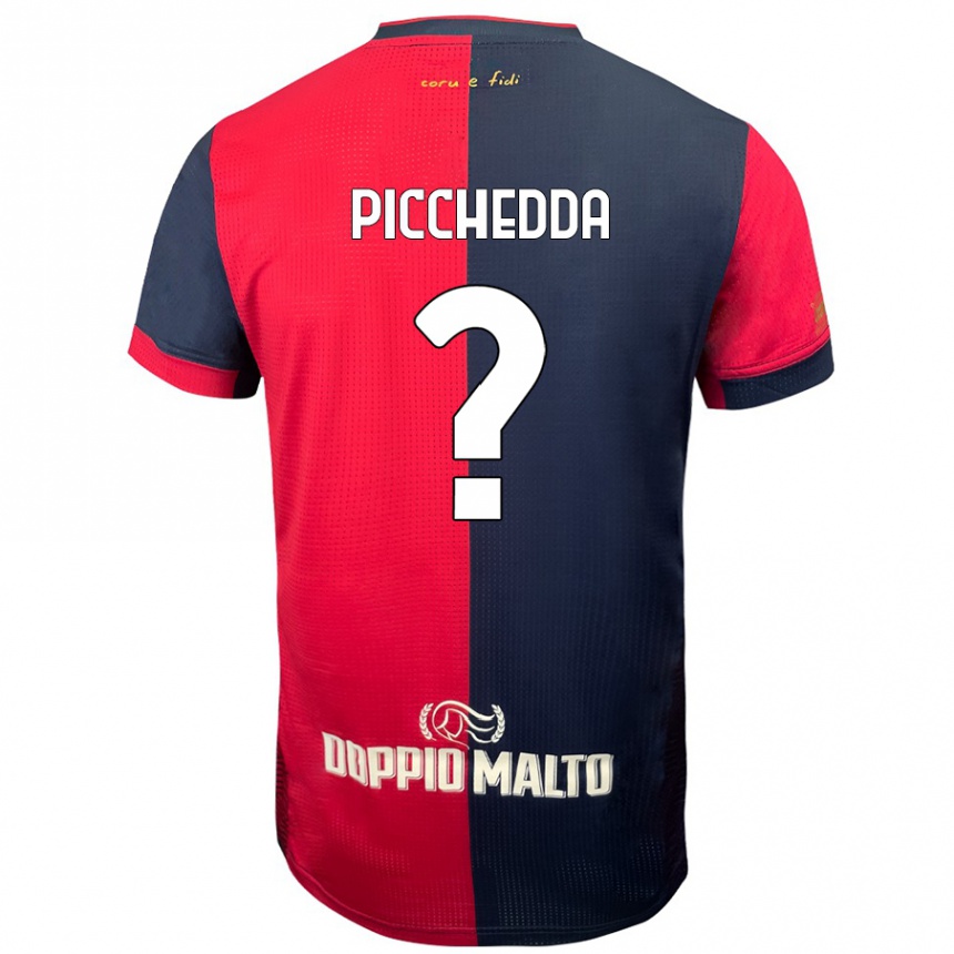 Enfant Football Maillot Marco Picchedda #0 Rouge Bleu Foncé Tenues Domicile 2024/25