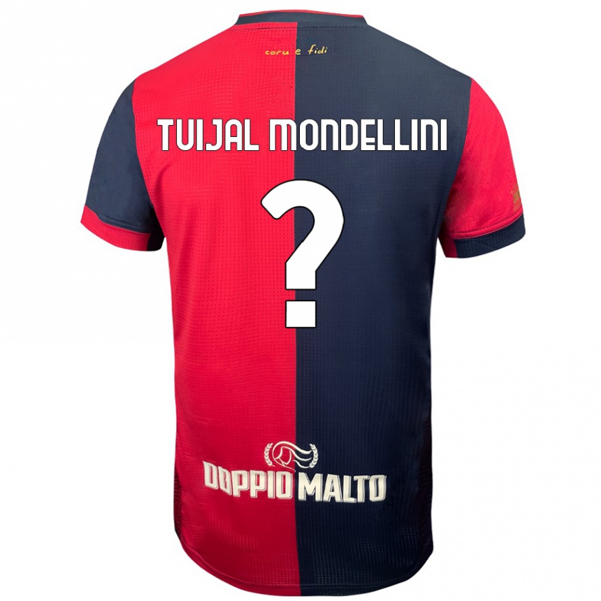 Enfant Football Maillot Luca Tuijal Mondellini #0 Rouge Bleu Foncé Tenues Domicile 2024/25