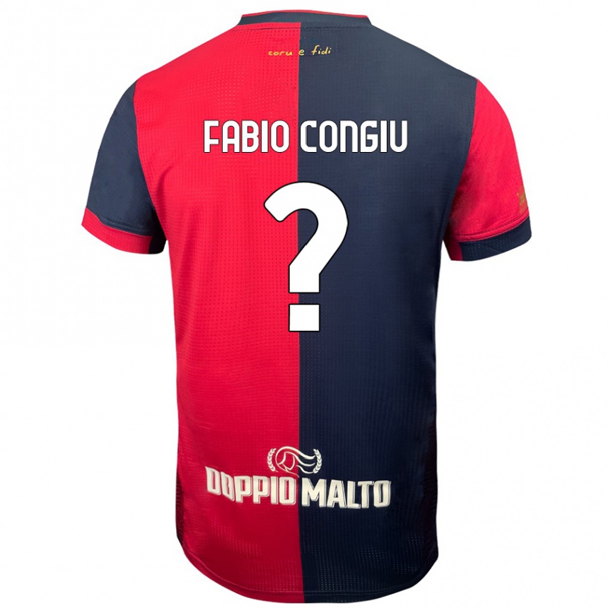 Enfant Football Maillot Fabio Congiu #0 Rouge Bleu Foncé Tenues Domicile 2024/25