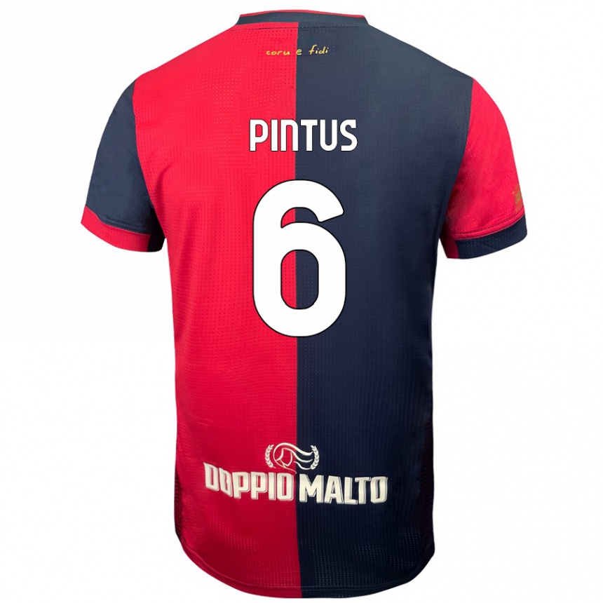 Enfant Football Maillot Nicola Pintus #6 Rouge Bleu Foncé Tenues Domicile 2024/25