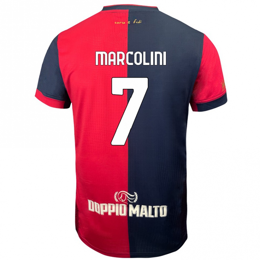 Enfant Football Maillot Diego Marcolini #7 Rouge Bleu Foncé Tenues Domicile 2024/25