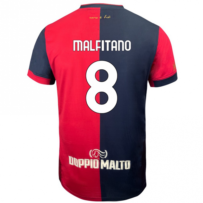 Enfant Football Maillot Roberto Malfitano #8 Rouge Bleu Foncé Tenues Domicile 2024/25