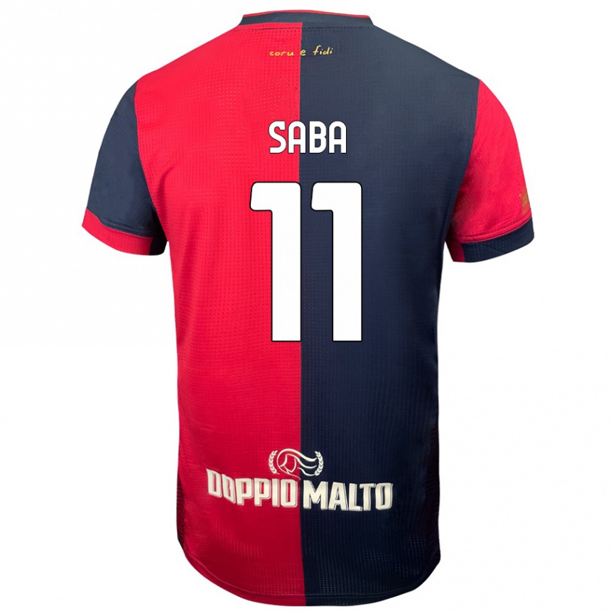 Enfant Football Maillot Alessio Saba #11 Rouge Bleu Foncé Tenues Domicile 2024/25