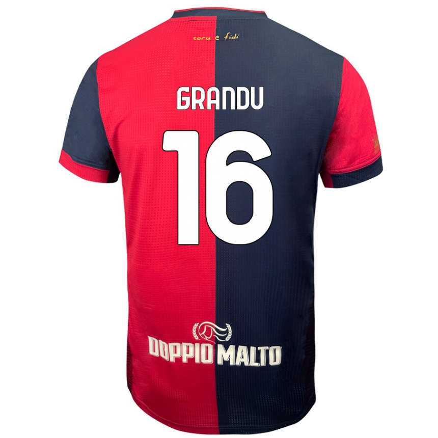 Enfant Football Maillot Nicola Grandu #16 Rouge Bleu Foncé Tenues Domicile 2024/25