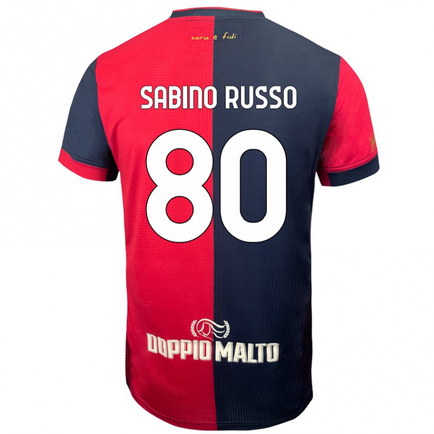 Enfant Football Maillot Alessandro Sabino Russo #80 Rouge Bleu Foncé Tenues Domicile 2024/25