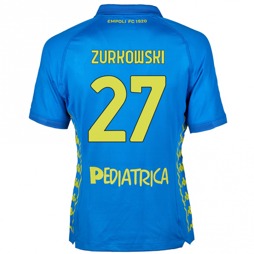 Enfant Football Maillot Szymon Żurkowski #27 Bleu Tenues Domicile 2024/25