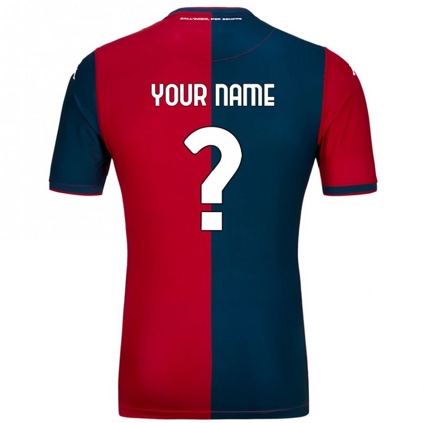 Enfant Football Maillot Votre Nom #0 Rouge Bleu Foncé Tenues Domicile 2024/25