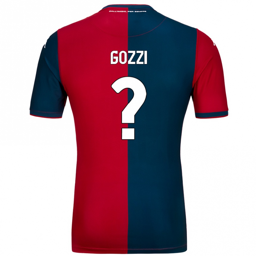 Enfant Football Maillot Paolo Gozzi #0 Rouge Bleu Foncé Tenues Domicile 2024/25