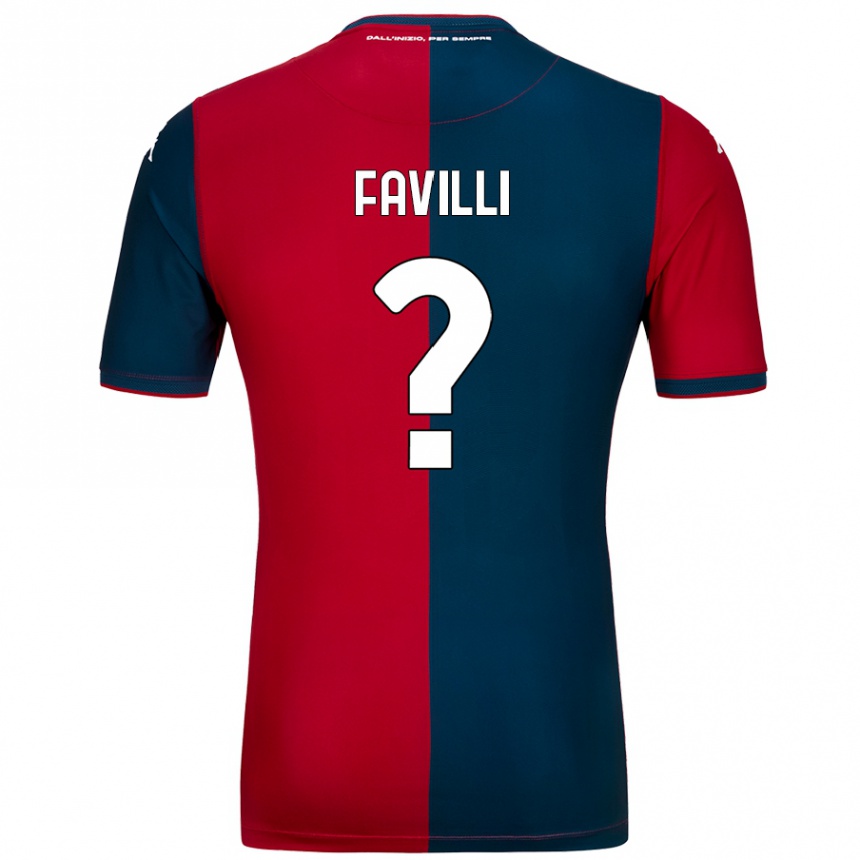 Enfant Football Maillot Andrea Favilli #0 Rouge Bleu Foncé Tenues Domicile 2024/25