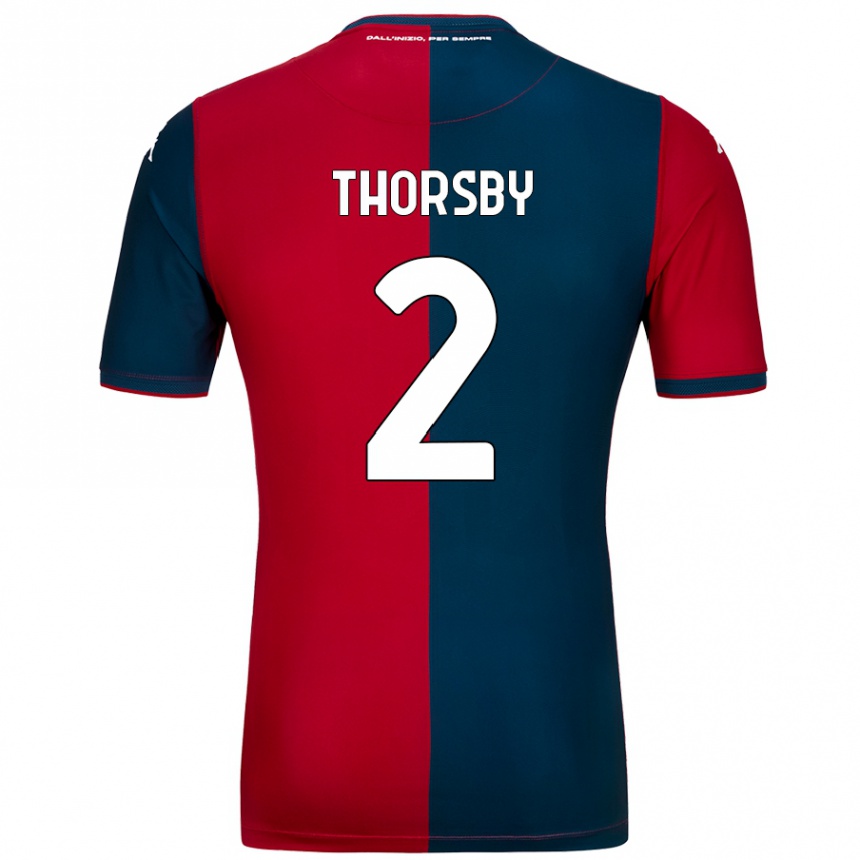 Enfant Football Maillot Morten Thorsby #2 Rouge Bleu Foncé Tenues Domicile 2024/25